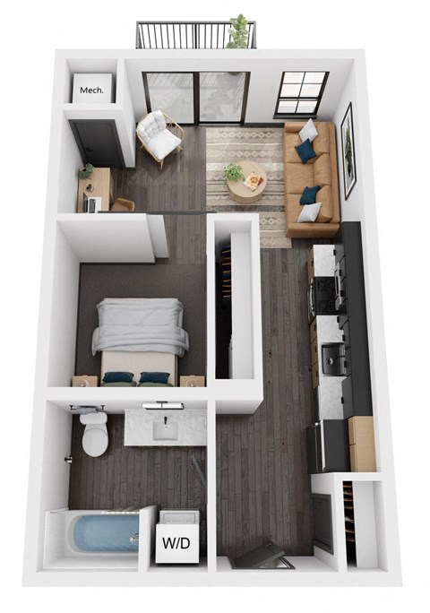 a floor plan of an alcove apartment